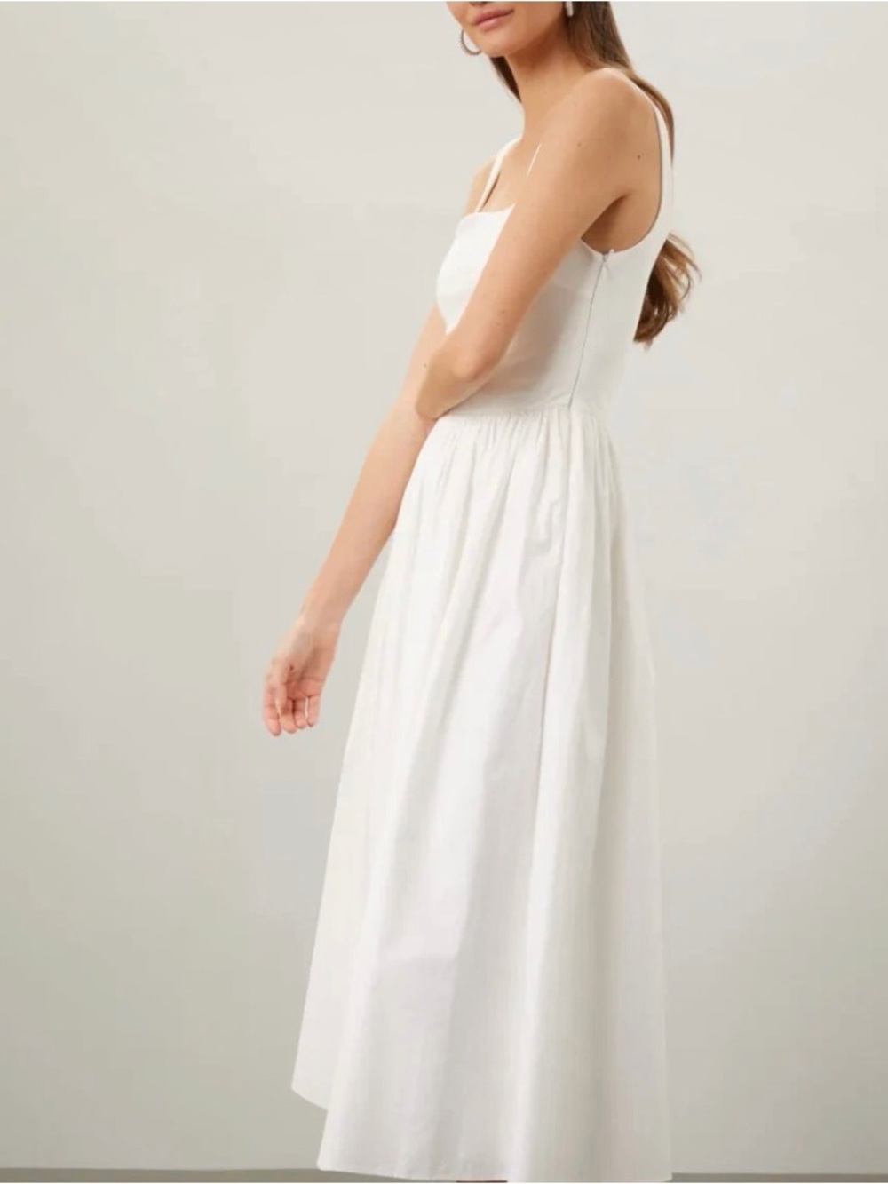 Rue Sophie White Fit and Flare Midi Dress- Size Large - Picture 2 of 8